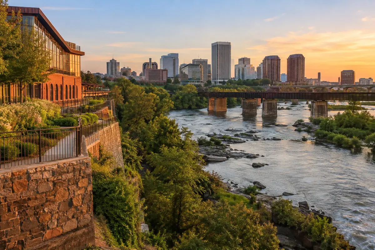 Photoreal travel-editorial view of Lemaire in Richmond, Virginia