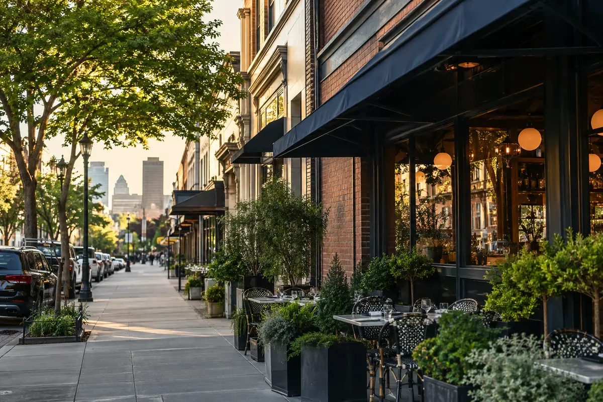 Photoreal travel-editorial view of Stella's in Richmond, Virginia