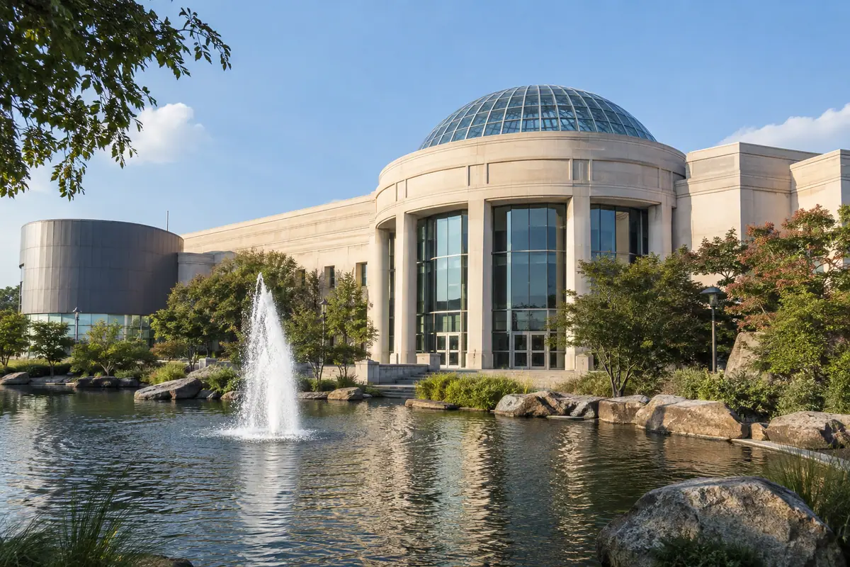Photoreal travel-editorial view of Science Museum of Virginia in Richmond, Virginia