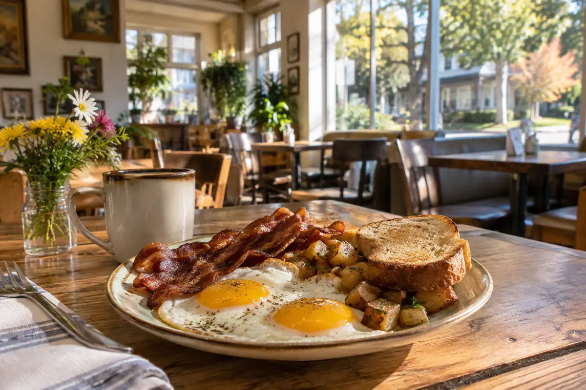 Photorealistic travel-editorial view of Orphan Breakfast House in Sacramento, California
