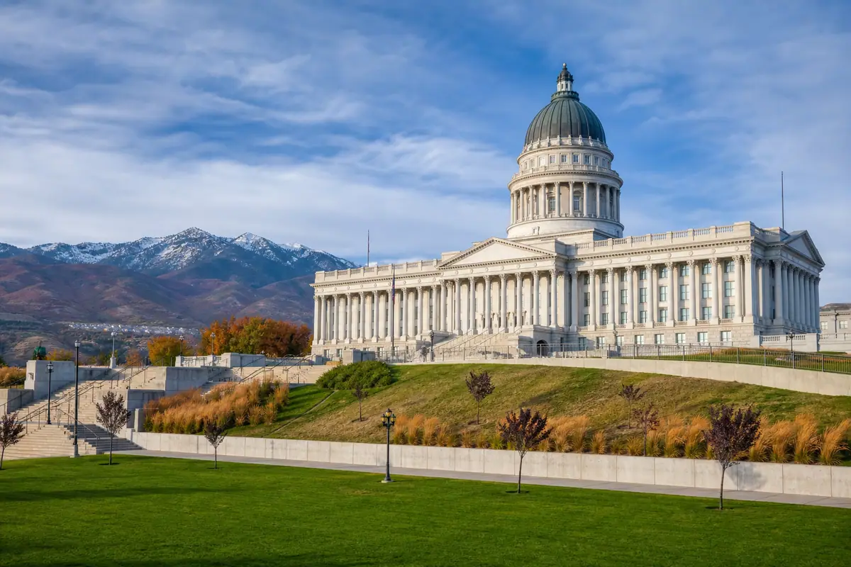 Photoreal editorial view of Utah State Capitol in Salt Lake City