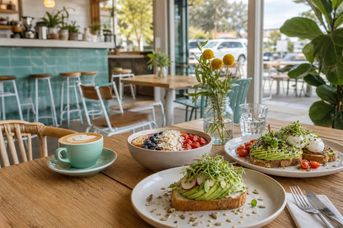 Photoreal dining or food scene representing Parakeet Cafe in San Diego