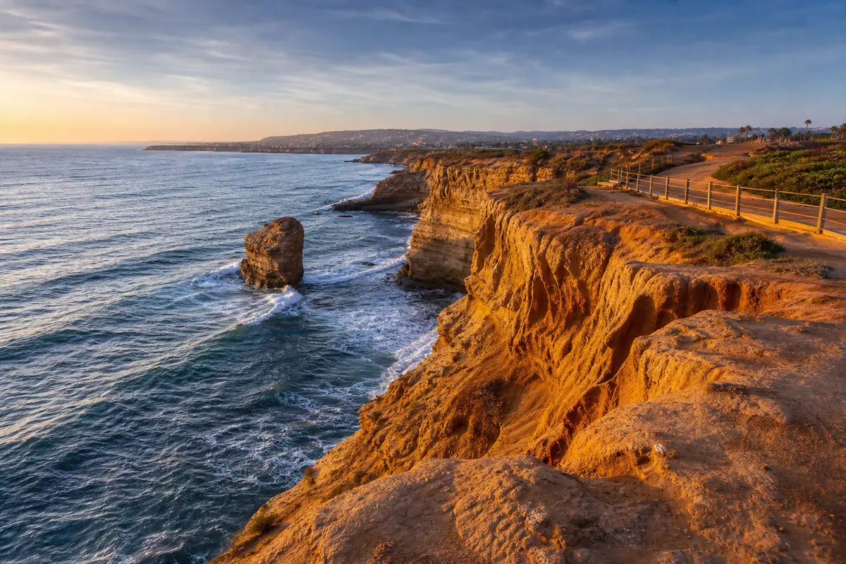 Photoreal view of Sunset Cliffs Natural Park in San Diego