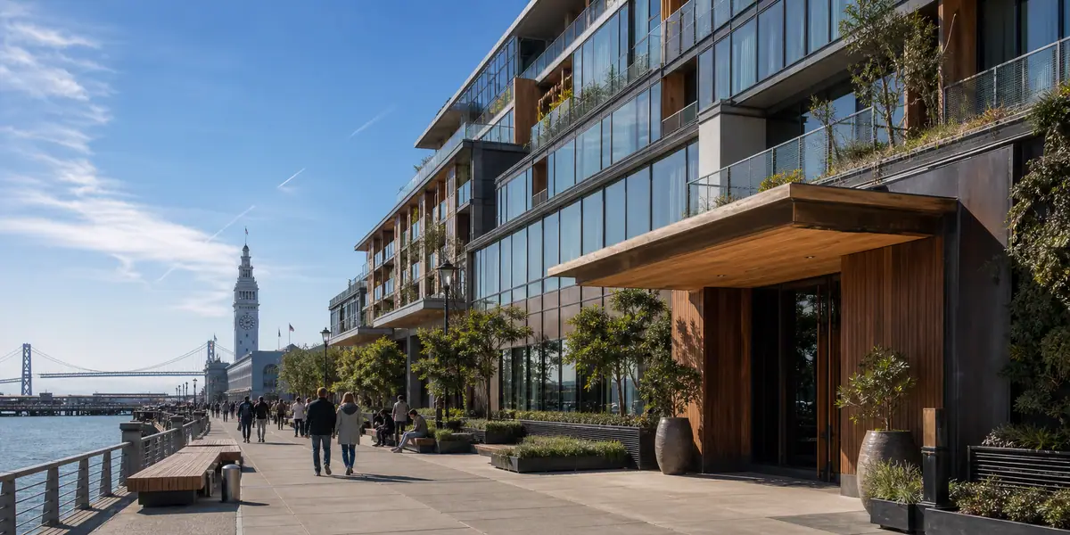 Photoreal exterior of 1 Hotel San Francisco in San Francisco