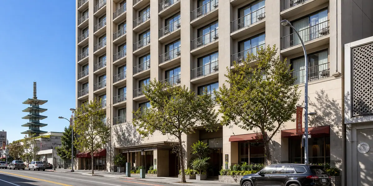 Photoreal exterior of Hotel Kabuki in San Francisco