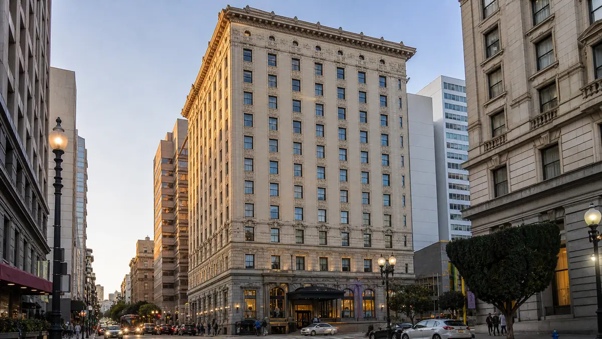 Photoreal exterior of The Clift Royal Sonesta San Francisco in San Francisco