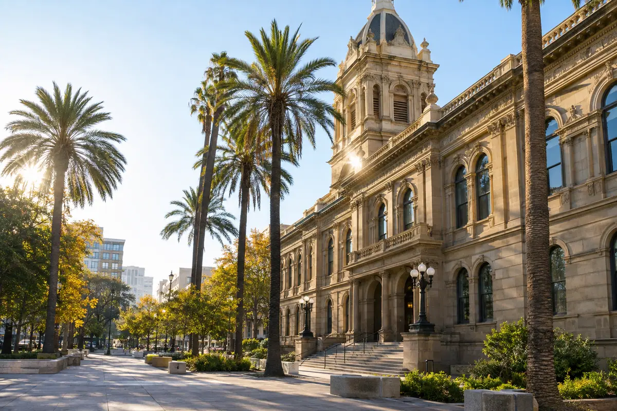 Photoreal travel-editorial view of Downtown San José Historic Walking Tour in San Jose, California