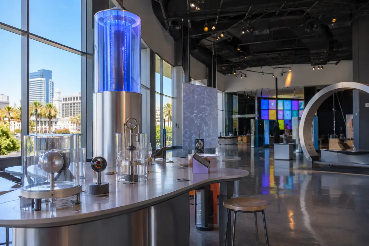 Photoreal travel-editorial view of The Tech Interactive in San Jose, California