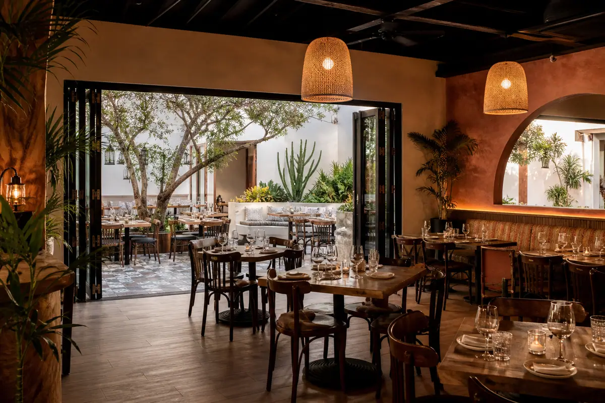 Photoreal travel-editorial view of Loquita in Santa Barbara, California
