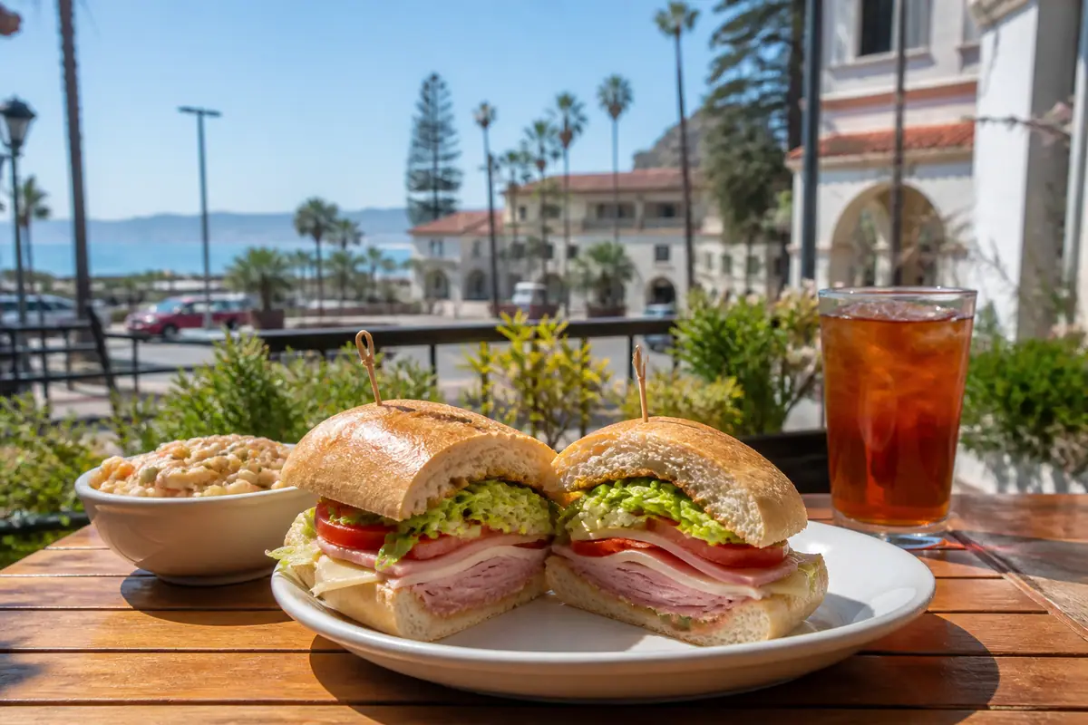 Photoreal travel-editorial view of South Coast Deli in Santa Barbara, California