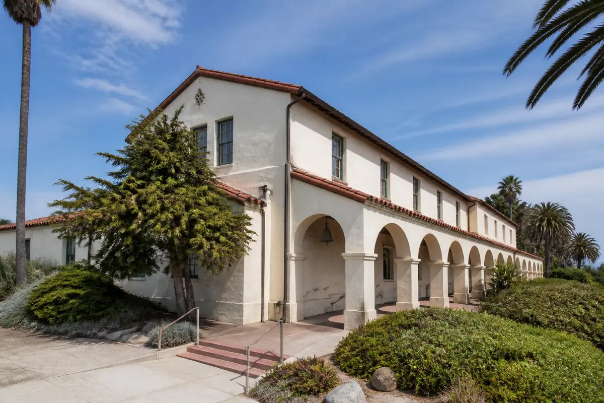 Photoreal travel-editorial view of Santa Cruz Surfing Museum in Santa Cruz, California