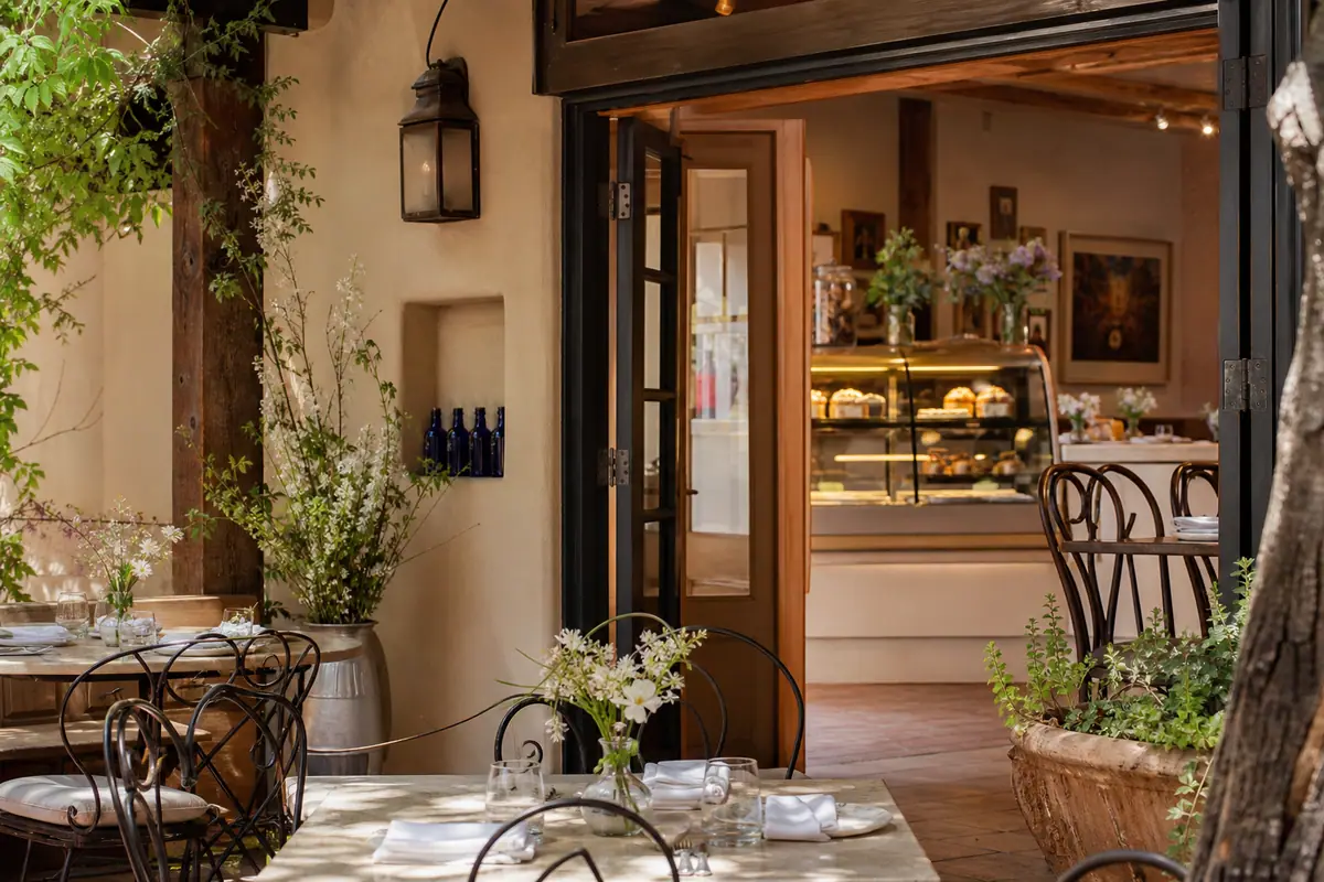 Photoreal dining scene representing Clafoutis in Santa Fe