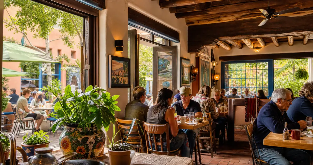 Photoreal dining scene representing The Pantry Rio in Santa Fe