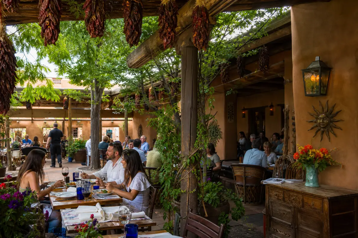 Photoreal dining scene representing The Shed in Santa Fe