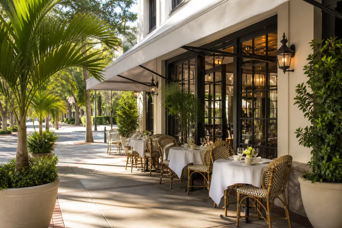 Photoreal travel-editorial view of C’est La Vie in Sarasota, Florida