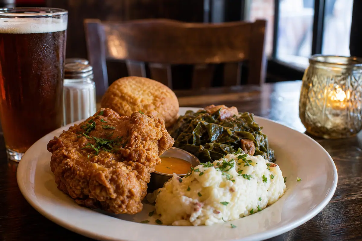 Photoreal dining or food scene representing Crystal Beer Parlor in Savannah