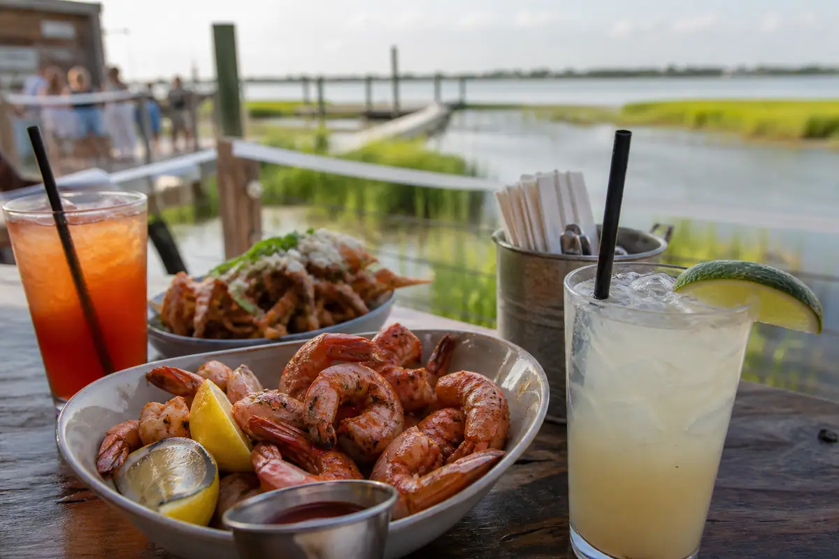 Photoreal dining or food scene representing The Wyld Dock Bar in Savannah