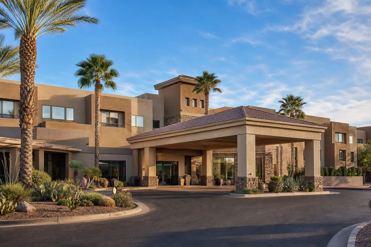 Photoreal exterior of Hilton Garden Inn Scottsdale Old Town in Scottsdale