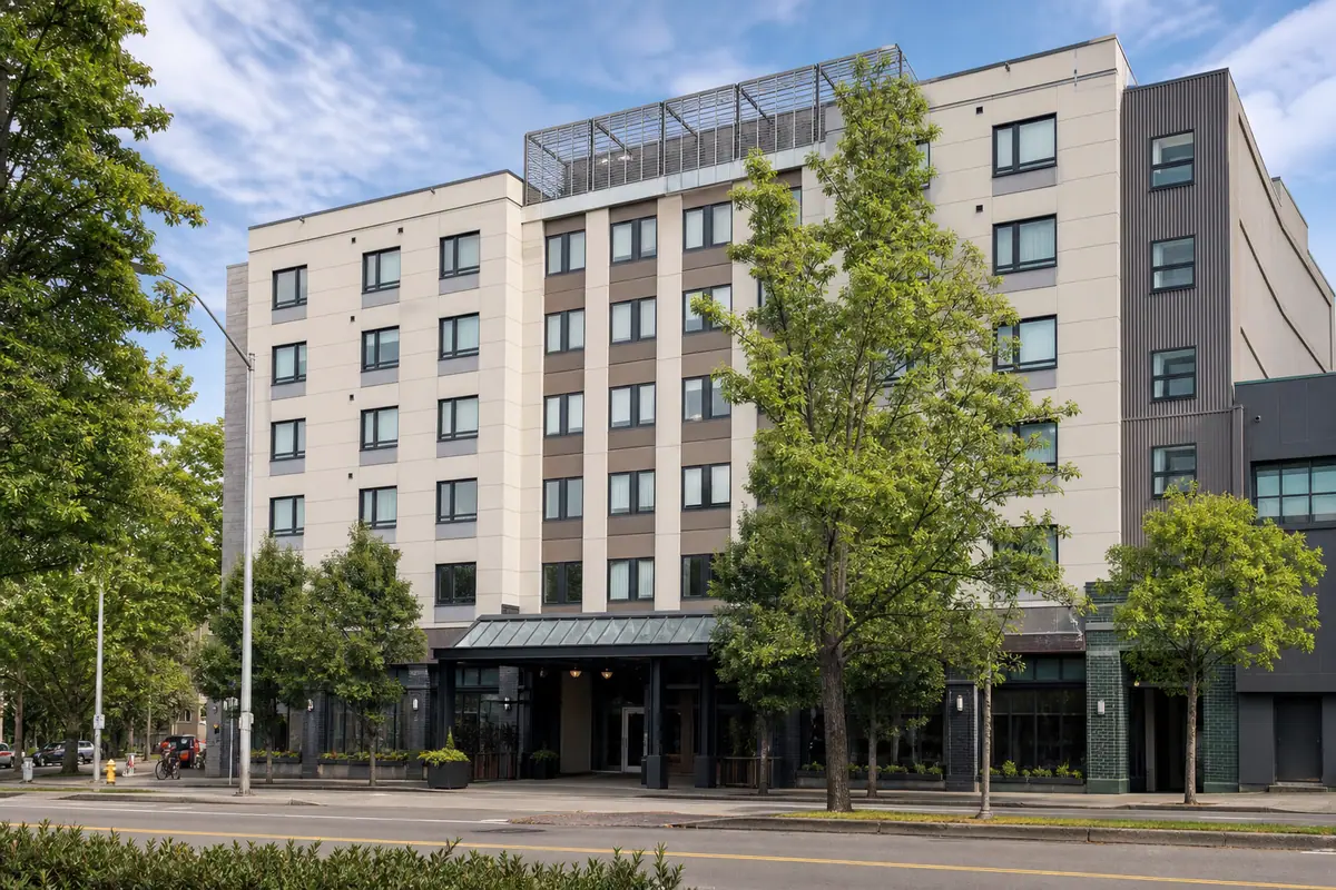Photoreal exterior of Watertown Hotel - A Staypineapple Hotel in Seattle