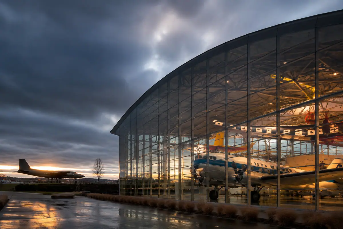 Photoreal aviation hangar at The Museum of Flight near Seattle