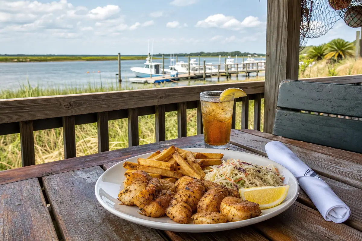 Photoreal travel-editorial view of St. Augustine Fish Camp in St. Augustine, Florida