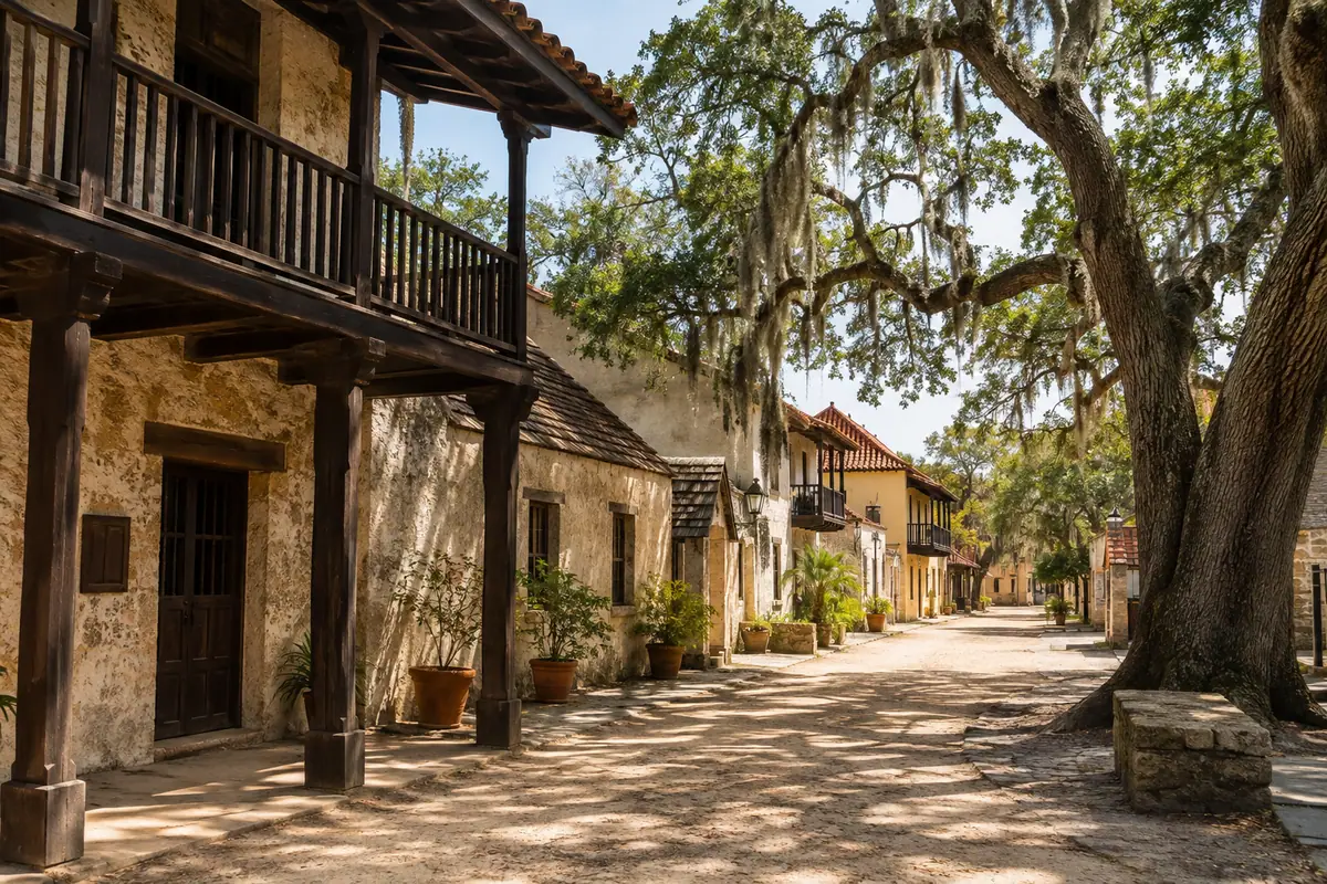 Photoreal Spanish colonial streetscape at Colonial Quarter in St. Augustine