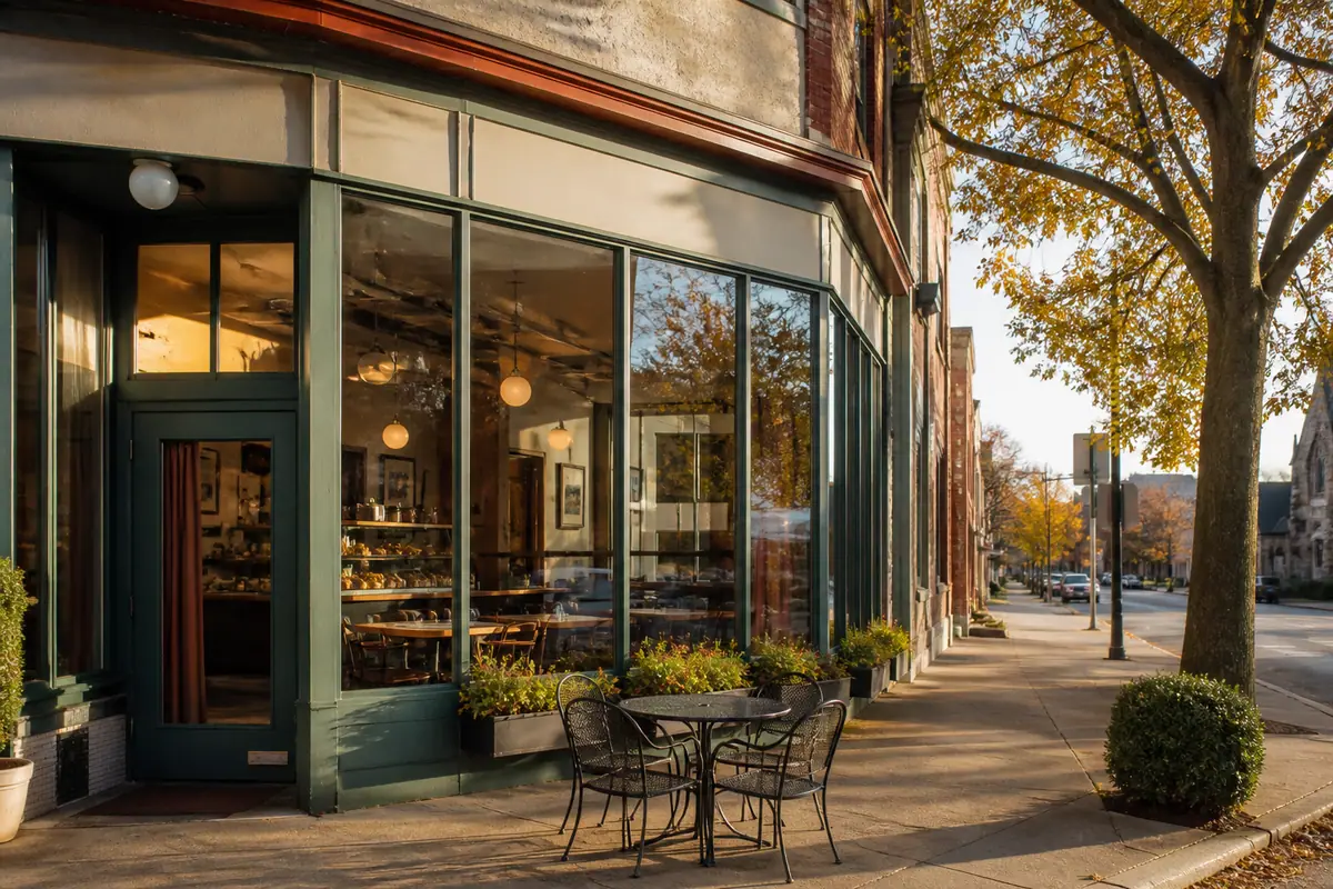 Photoreal travel-editorial view of Russell's on Macklind in St. Louis, Missouri