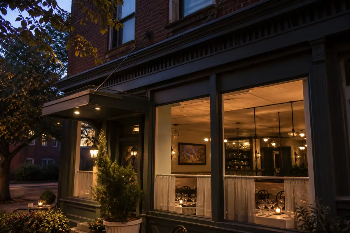 Photoreal travel-editorial view of Sidney Street Cafe in St. Louis, Missouri