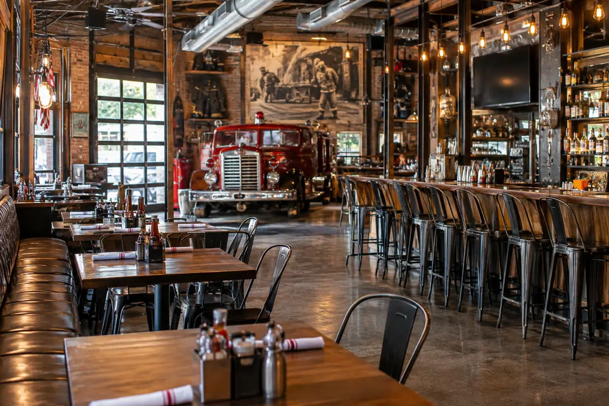 Photoreal travel-editorial view of Engine No. 9 in St. Petersburg, Florida