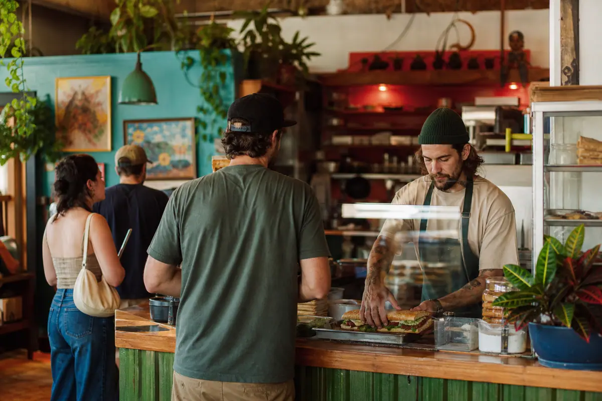Photoreal travel-editorial dining scene representing Dang Dude in Tampa