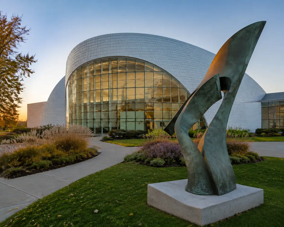 Travel-editorial view of Dennos Museum Center in Traverse City, Michigan