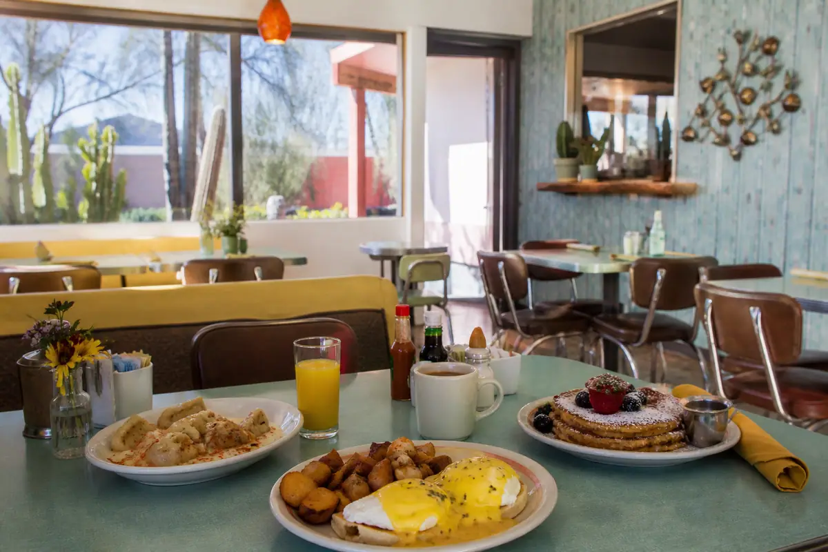 Photoreal travel-editorial view of Bisbee Breakfast Club in Tucson, Arizona