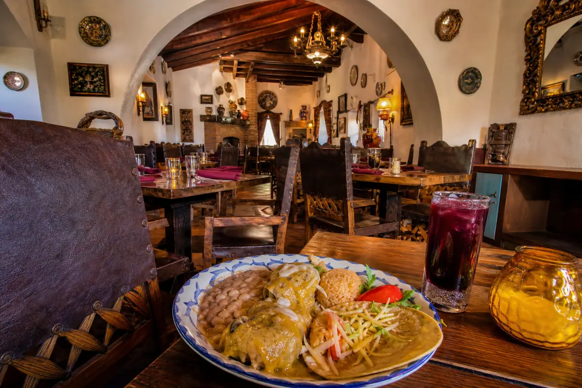 Photoreal travel-editorial view of El Charro Cafe in Tucson, Arizona