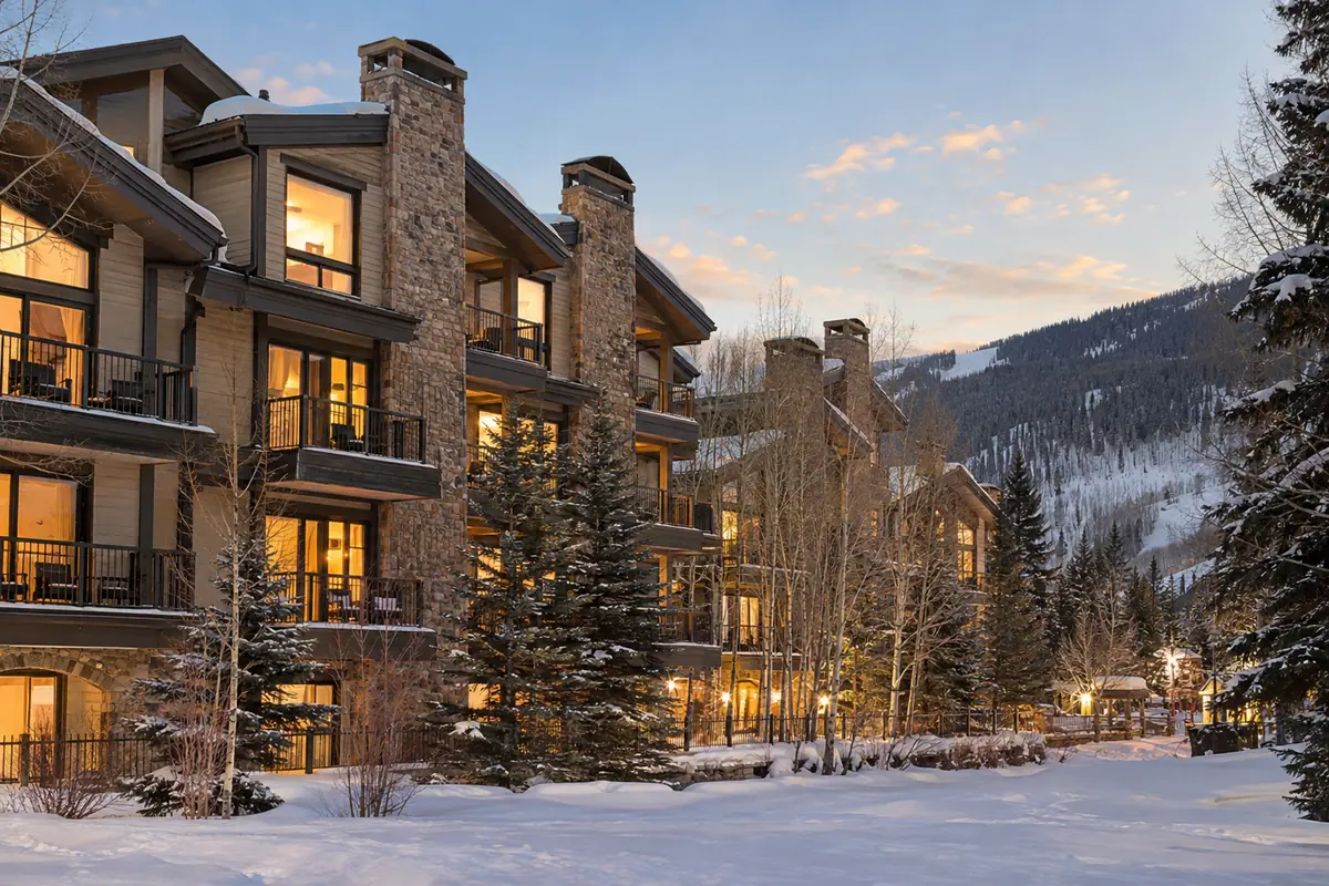 Travel-editorial view of Manor Vail Lodge in Vail, Colorado