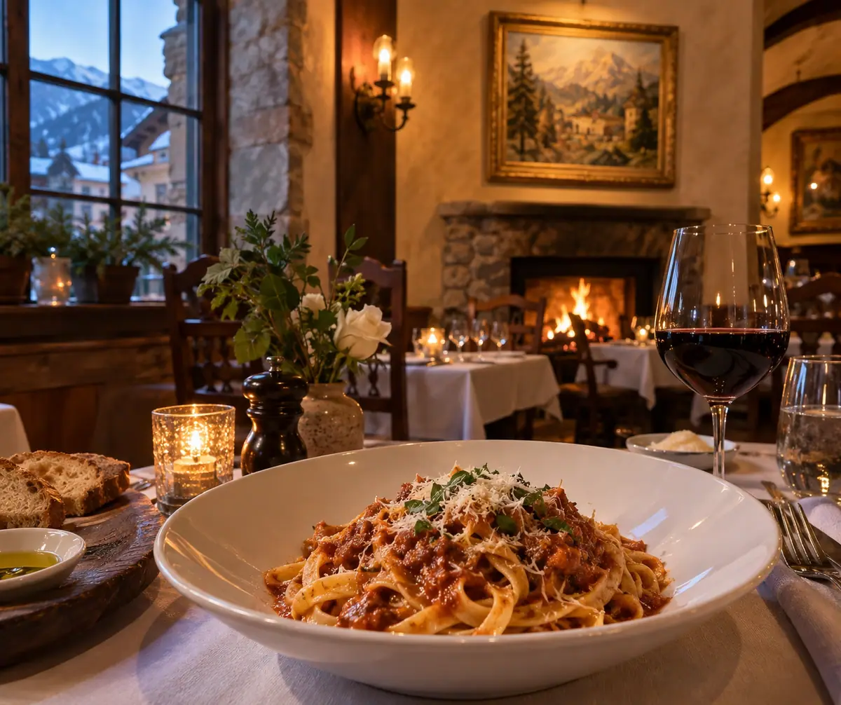 Travel-editorial view of La Nonna Ristorante in Vail, Colorado