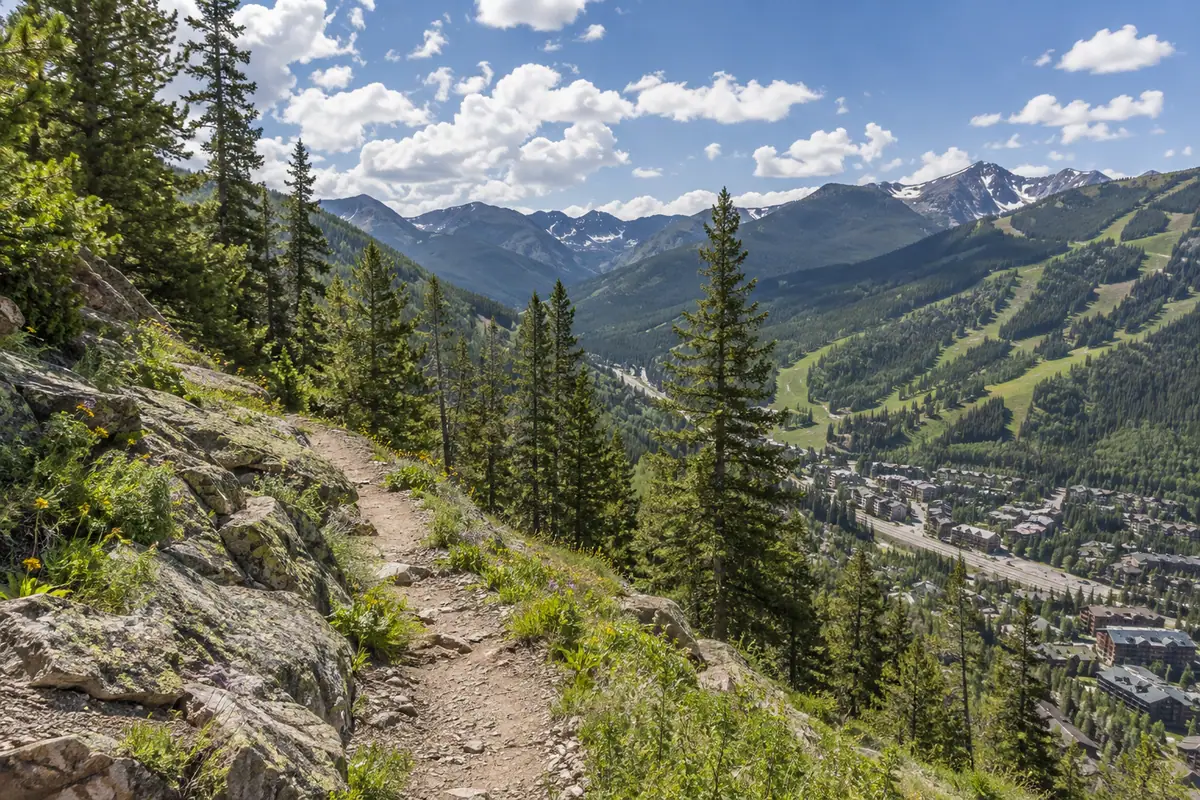 Travel-editorial view of Berrypicker Trail in Vail, Colorado