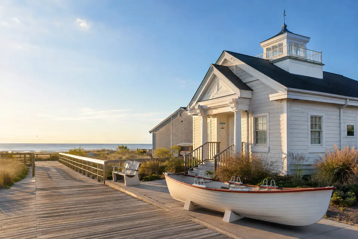 Photoreal historic Virginia Beach Surf & Rescue Museum by the oceanfront