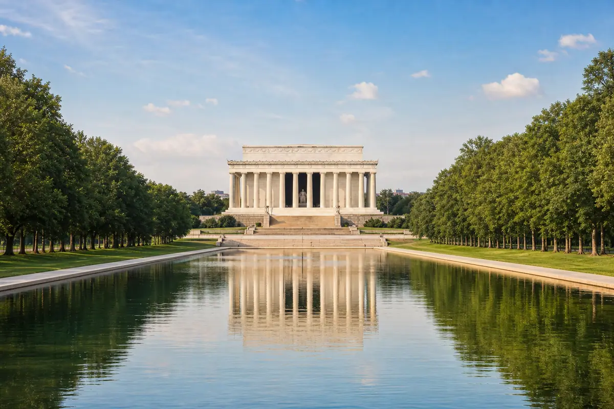 Photoreal Lincoln Memorial and Reflecting Pool scene representing Washington, DC