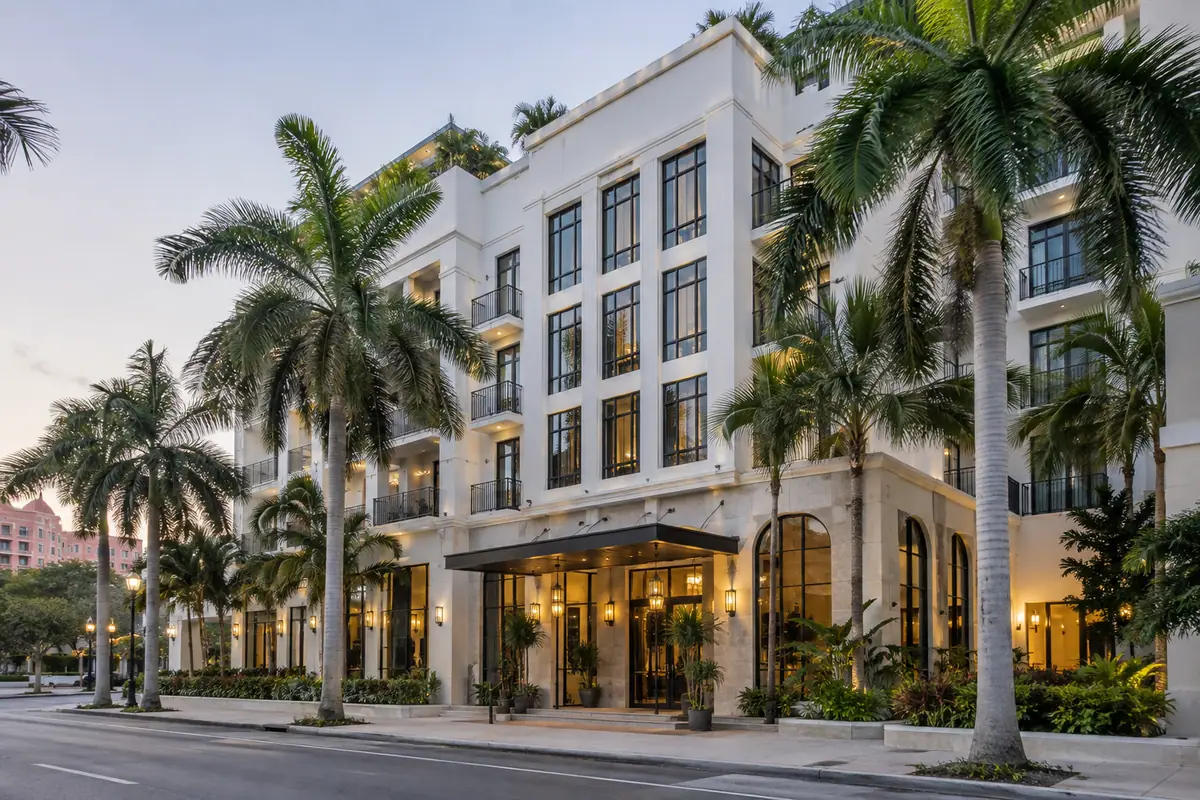 Photoreal travel-editorial view of Canopy by Hilton West Palm Beach Downtown in West Palm Beach, Florida