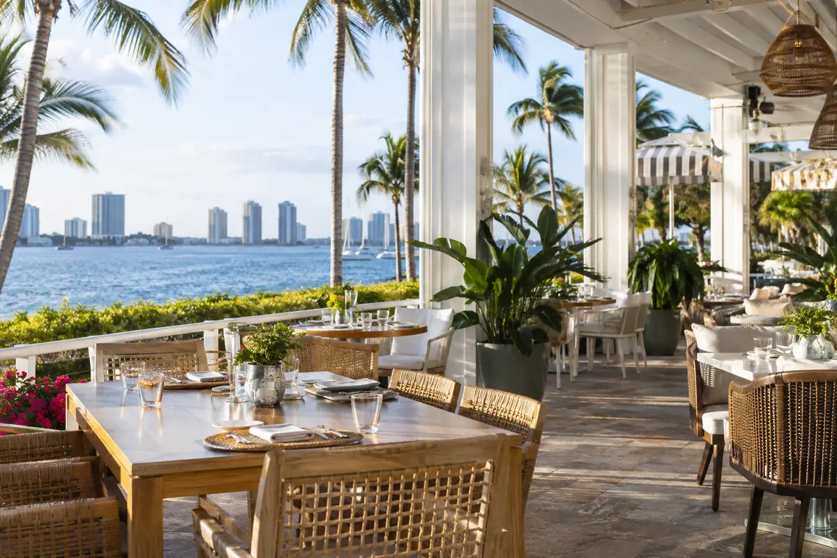 Photoreal travel-editorial view of Avocado Grill in West Palm Beach, Florida