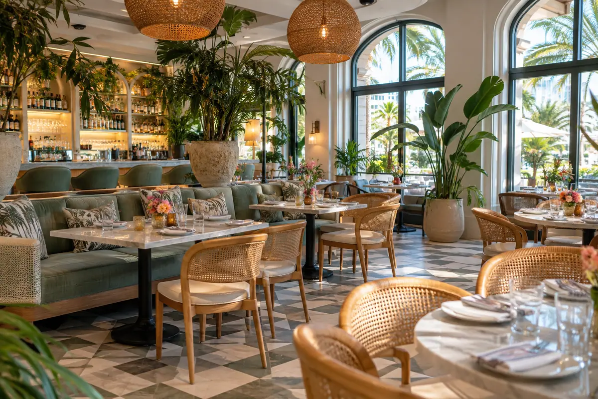 Photoreal travel-editorial view of Hullabaloo in West Palm Beach, Florida